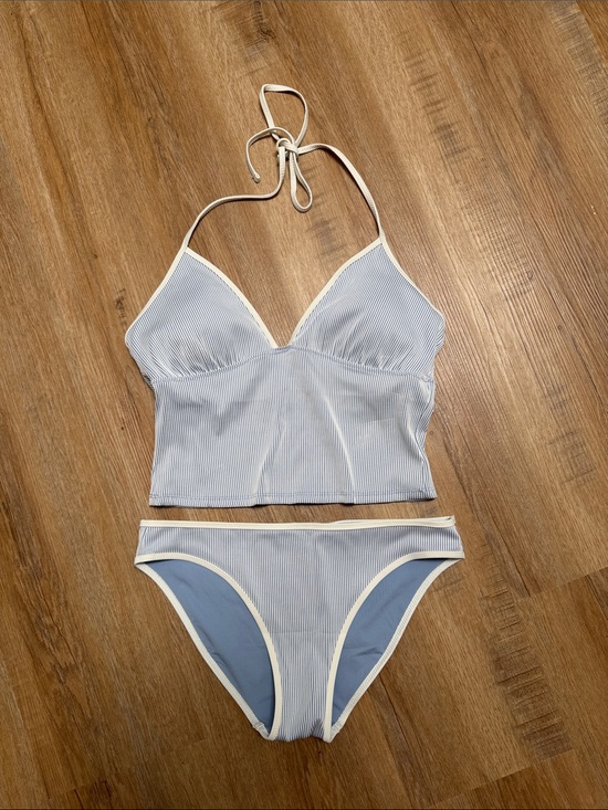 aerie Other - Aerie Ribbed Halter Light Blue Tankini Swim Set